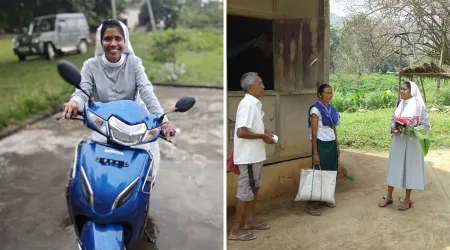 Religiosa viaja en moto para ayudar en zonas de misión de la India