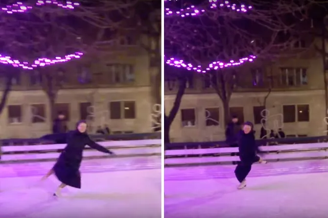 VIDEO VIRAL: Una monja conquista Internet haciendo patinaje sobre hielo