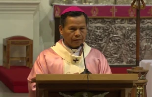 Mons. Leigue Cesaru00ed. Cru00e9dito: Captura de pantalla de la homilu00eda - Iglesia Santa Cruz 