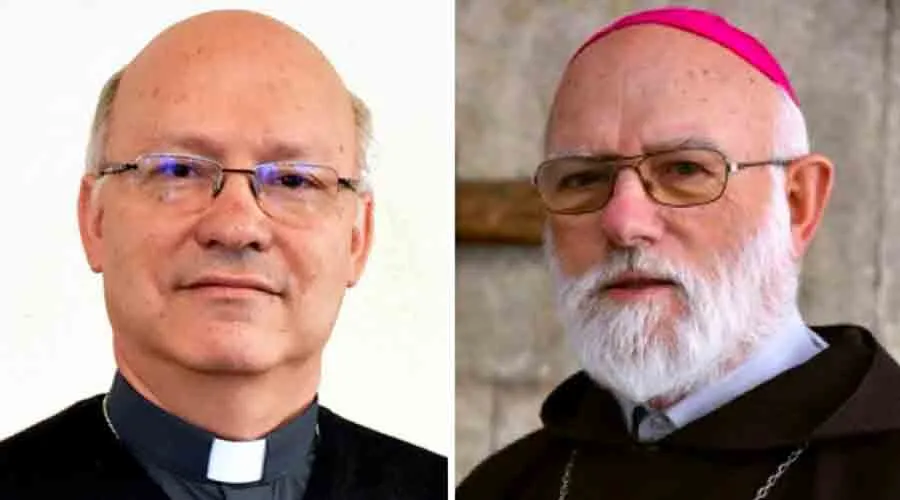 Mons. Luis Fernando Ramos (izq) y Mons. Celestino Aós (dcha). Crédito: Conferencia Episcopal Chilena