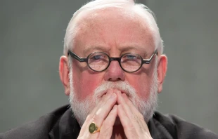 Mons. Gallagher durante la rueda de prensa. Foto: Daniel Ibau00f1ez / ACI Prensa 