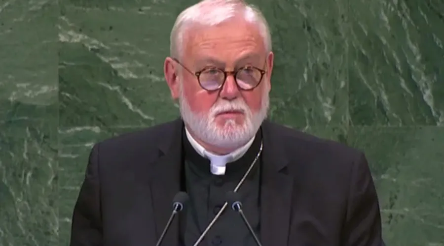 Mons. Paul Gallagher durante su intervención en la ONU. Foto: HolySeeUN?w=200&h=150