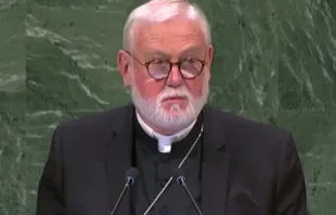 Mons. Paul Gallagher durante su intervención en la ONU. Foto: HolySeeUN null