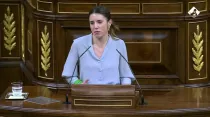 La ministra de Igualdad de España, Irene Montero, en el Congreso de los Diputados. Crédito: Canal Parlamentario