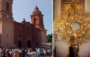 Procesiu00f3n de la Eucaristu00eda frente a la Catedral de Huajuapan de Leu00f3n y Custodia del Santu00edsimo. Cru00e9dito: Diu00f3cesis de Huajuapan de Leu00f3n 