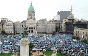 Una multitud se congregu00f3 este su00e1bado ante el Congreso en Argentina. Cru00e9dito: Faro Films 