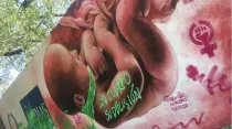 Mural provida vandalizado por abortistas. Crédito: 40 Días por la Vida.