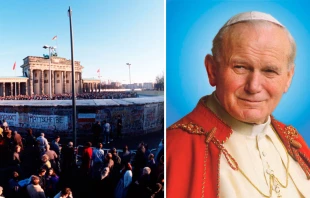 El Muro de Berlu00edn / Cru00e9dito: Departamento de Defensa de Estados Unidos - Dominio pu00fablico / Retrato oficial de San Juan Pablo II 