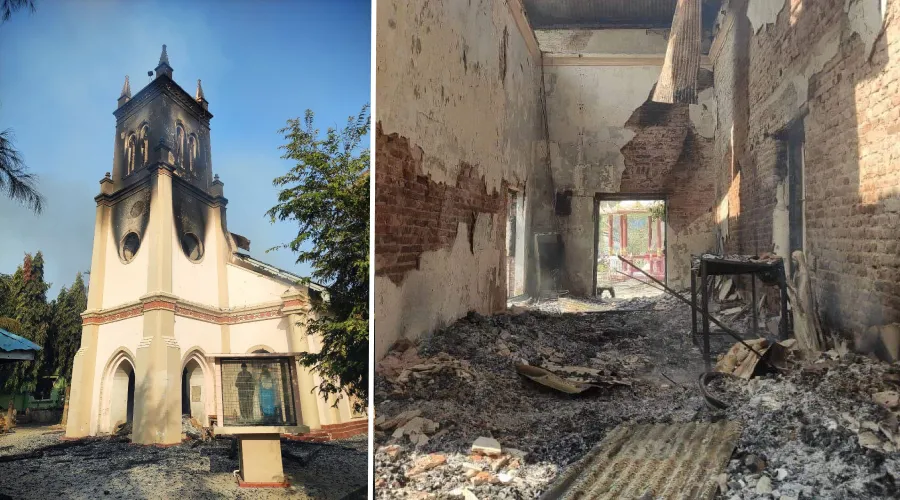 Iglesia Nuestra Señora de la Asunción, destruida por el ejército de Myanmar. Crédito: Radio Veritas Mandalay?w=200&h=150