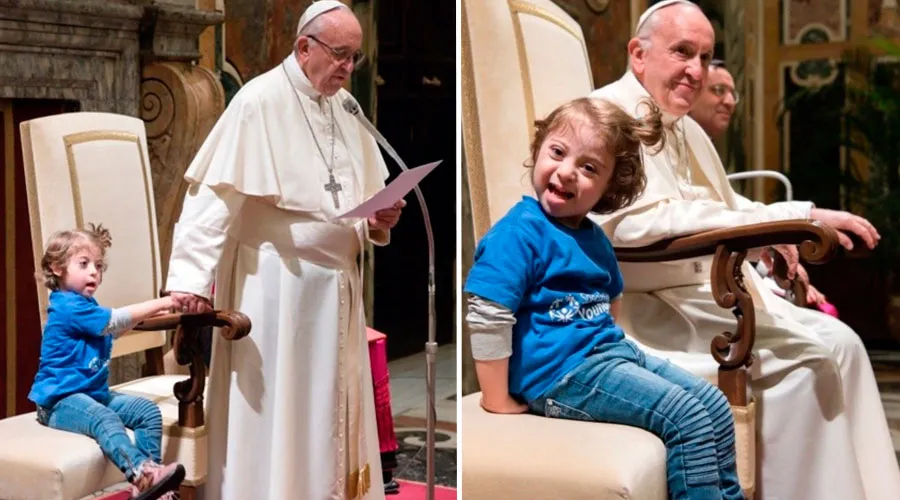 Foto viral de niña con síndrome de Down junto al Papa conmueve las redes [VIDEO]