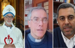 Mons. Medina, P. u00c1lvarez y P. Musolino. Cru00e9dito: Revista Eclesia/Diu00f3cesis de Lomas de Zamora, Arquidiu00f3cesis de Cu00f3rdoba y Agencia Salesiana ANS 