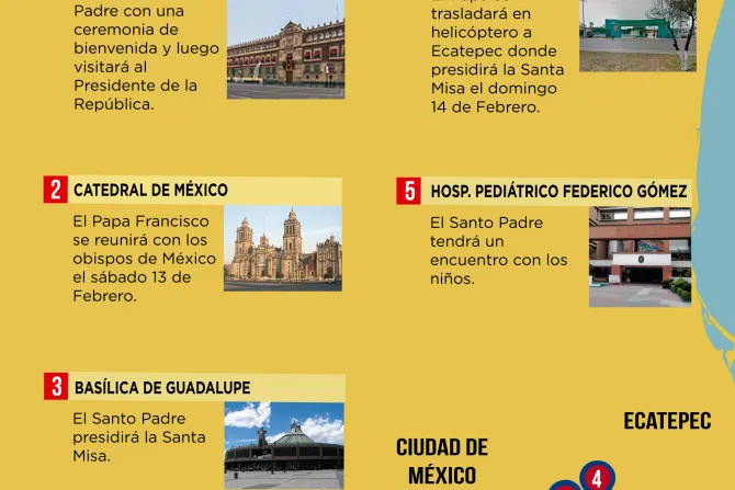 [INFOGRAFÍA] Este será el itinerario del Papa para Ciudad de México y Ecatepec