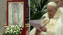 Virgen de Guadalupe y el Papa Francisco. Crédito: Vatican Media