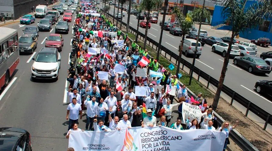 Miles marcha en contra de la Organización de Estados Americanos (OEA), el 6 de octubre de 2022. Crédito: Congreso Iberoamericano por la Vida y la Familia