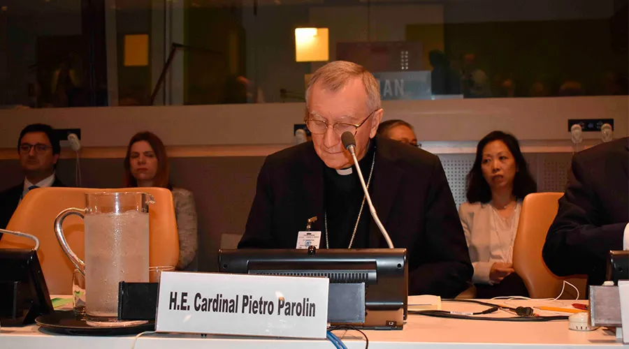 Secretario de Estado del Vaticano, Cardenal Pietro Parolin, ante la 74° Asamblea General de la ONU / Crédito: Observador permanente de la Santa Sede en la ONU