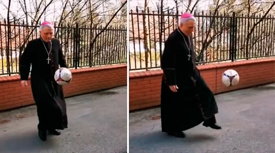 VIDEO VIRAL: Obispo sorprende haciendo 50 dominadas de fútbol y culmina con este llamado