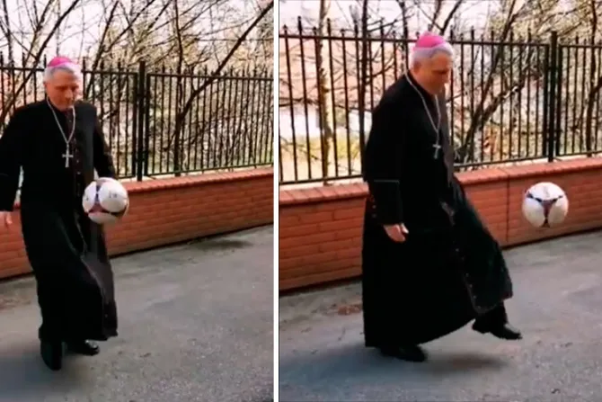 VIDEO VIRAL: Obispo sorprende haciendo 50 dominadas de fútbol y culmina con este llamado