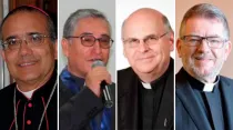 Mons. Mariano José Parra Sandoval, P. Luis Alberto Barrera Pacheco, P. Louis Corriveau y P. Maarc Pelchat