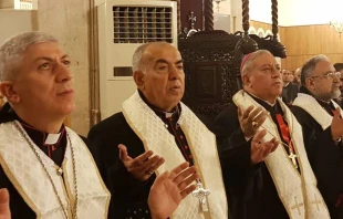 Obispos de los diferentes ritos catu00f3licos en Alepo durante la Misa / Foto: Cortesu00eda SOS Cristianos en Siria 