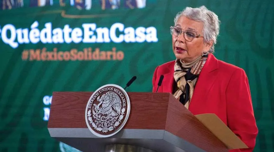 Olga Sánchez Cordero en conferencia de prensa este 26 de enero. Crédito: Gobierno de México