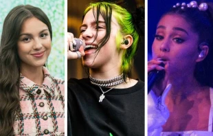 Olivia Rodrigo. Cru00e9dito: The White House. / Billie Eilish. Cru00e9dito: Flickr de crommelincklars (CC BY 2.0). / Ariana Grande. Cru00e9dito: Flickr de Emma (CC BY-SA 2.0). 