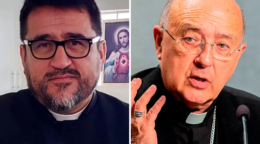 P. Omar Sánchez (izquierda) y Cardenal Pedro Barreto (derecha) / Crédito: Facebook P. Omar Buenaventura y Daniel Ibañez - ACI Prensa
