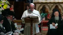 El Papa Francisco en la oración ecuménica en Asís. Captura Youtube