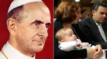 El Papa Pablo VI y una familia.