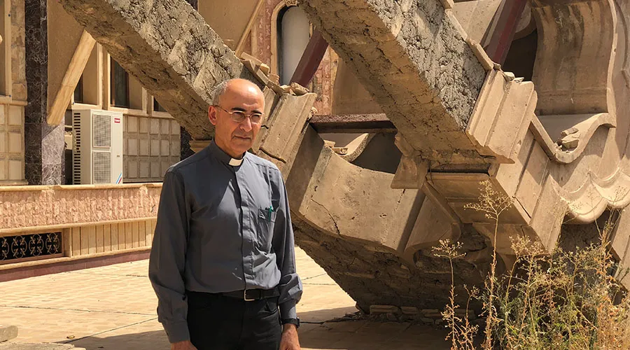 P. Giorgio Lahola, sacerdote siro católico responsable del comité de reconstrucción de la ciudad de Qaraoqsh. Foto: BlancaRuiz