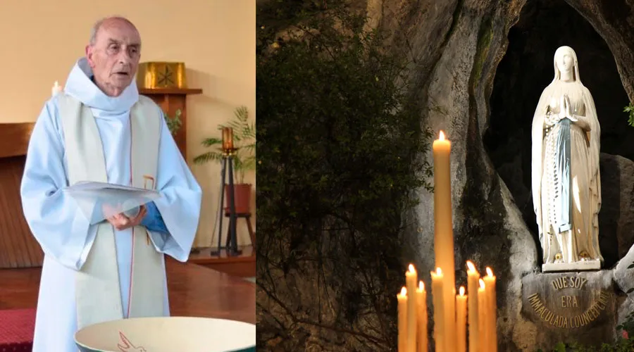 P. Jacques Hamel / Virgen de Lourdes en el Santuario en Francia. Foto: Elise Harris (ACI Prensa)