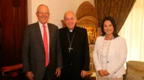 El Presidente del Perú, el Cardenal Juan Luis Cipriani y la señora Keiko Fujimori. Fotos: Arzobispado de Lima