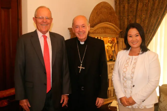 Cardenal Cipriani recibió en su casa al Presidente del Perú y Keiko Fujimori