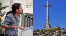 Pablo Iglesias, líder de Podemos y la Cruz del Valle de los Caídos. Foto: Wikipedia. 