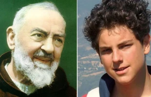 El Padre Pu00edo de Pietrelcina y el Beato Carlo Acutis.. Crédito: Dominio público / Crédito 2: Asociaciución Amigos de Carlo Acutis.