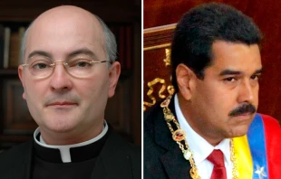 P. Josu00e9 Antonio Fortea. / Nicolu00e1s Maduro. Foto: Cancilleru00eda del Ecuador. 