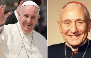 Papa Francisco. Foto: Daniel Ibu00e1u00f1ez / ACI Prensa. Cardenal Eduardo Pironio. Foto: Dominio pu00fablico 