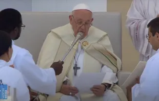 Papa Francisco en el Parque Tejo, este 6 de agosto. Crédito: Captura de video / Vatican Media. 