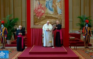 El Papa Francisco durante la audiencia con los diu00e1conos de Roma. Foto: Captura de Youtube 