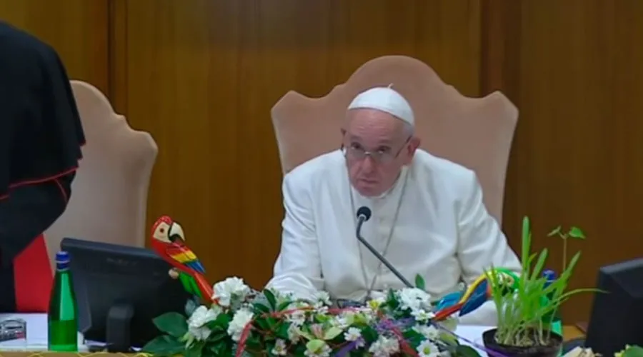 El Papa Francisco pronuncia el discurso conclusivo del Sínodo. Foto: Captura de Youtube