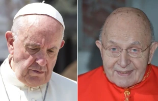 Papa Francisco. Cru00e9dito: Daniel Ibu00e1u00f1ez - ACI Prensa / Cardenal Rauber. Cru00e9dito: Vatican Media 