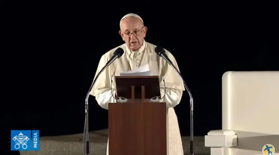 El Papa Francisco ante el Memorial de la Paz de Hiroshima en su viaje apostólico a Japón. Foto: Captura de Youtube