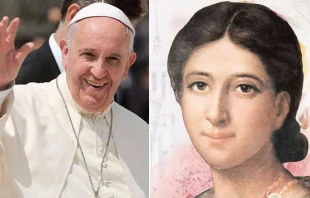 Papa Francisco. Foto: ACI Prensa. Pauline Jaricot. Cru00e9dito:  http://paulinejaricot.opm-france.org 