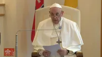 El Papa durante uno de sus encuentros en Eslovaquia. Foto: Vatican Media / Captura de pantalla