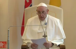El Papa durante uno de sus encuentros en Eslovaquia. Foto: Vatican Media / Captura de pantalla 