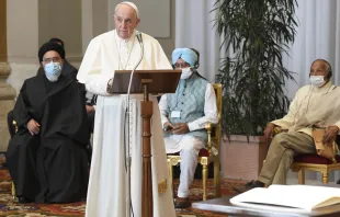 El Papa pronuncia su discurso. Foto: Vatican Media 