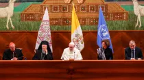 El Papa Francisco durante el encuentro en la Lateranense. Foto: Daniel Ibáñez / ACI Prensa