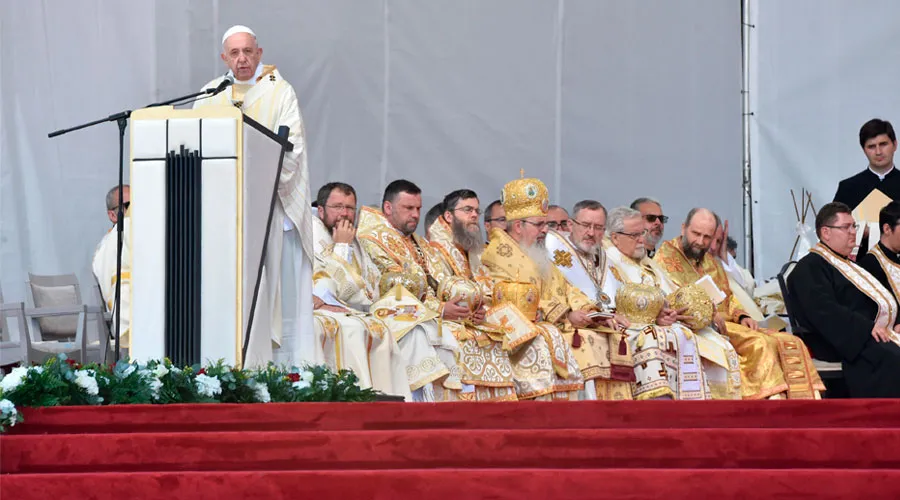 El Papa Francisco pronuncia su homilía. Foto: Vatican Media/ACI Prensa. Todos los derechos reservados