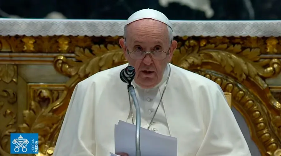 El Papa Francisco pronuncia su discurso. Foto: Youtube