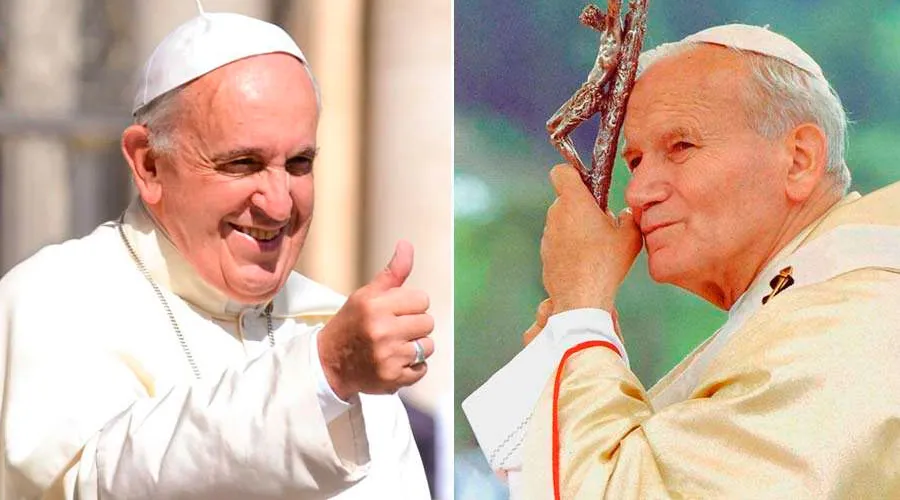 El Papa Francisco y San Juan Pablo II. Créditos: Daniel Ibáñez (ACI) - Vatican Media