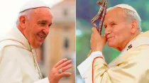 El Papa Francisco y San Juan Pablo II. Créditos: Daniel Ibáñez, ACI Prensa/Vatican Media